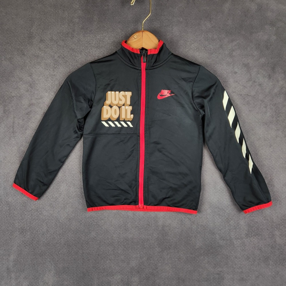 Nike Kids Just Do‎ It 72 Track Jacket Black Red Full Zip Mock Neck 4T K339-023